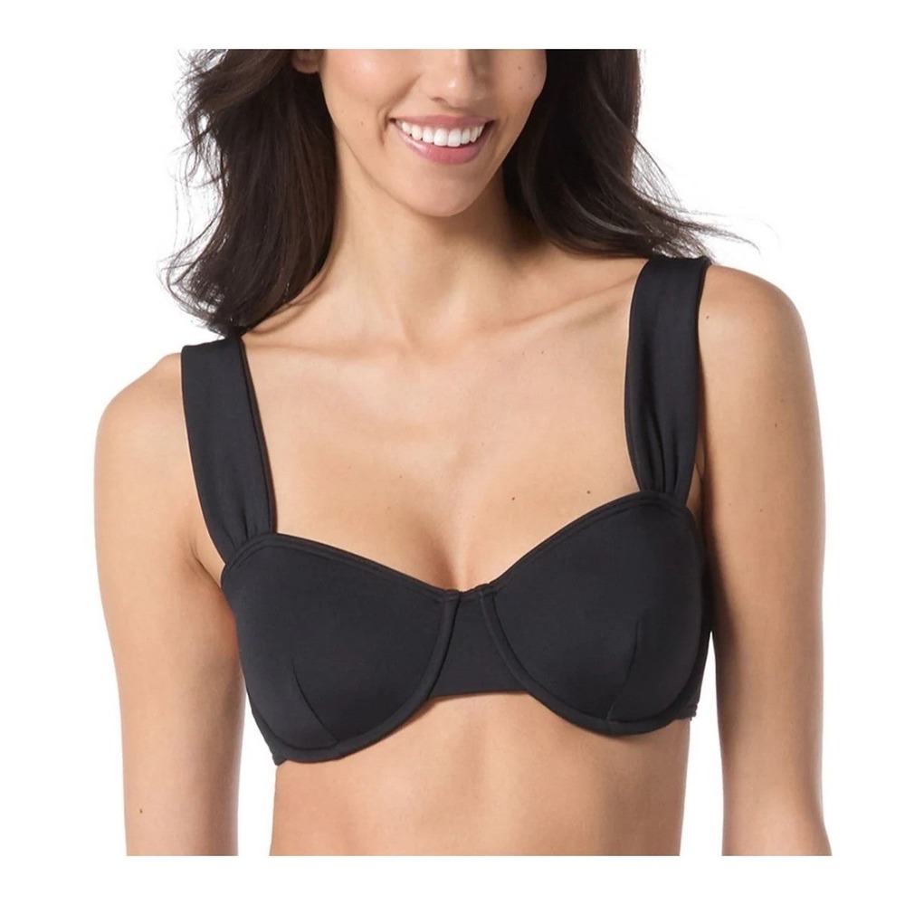 NWT Vince Camuto Bikini Top Womens Black Underwire Adjustable Straps Small $94